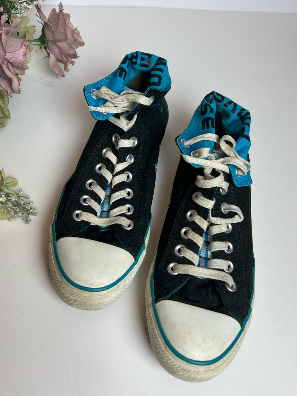 Converse Chuck Taylor All Star Hi Roll Down High Top Sneakers Blue/Black